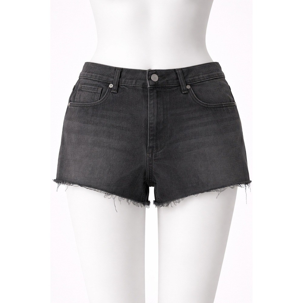 NWT ASOS DESIGN Petite Denim Shorts Washed Black Raw Hem US 12‎